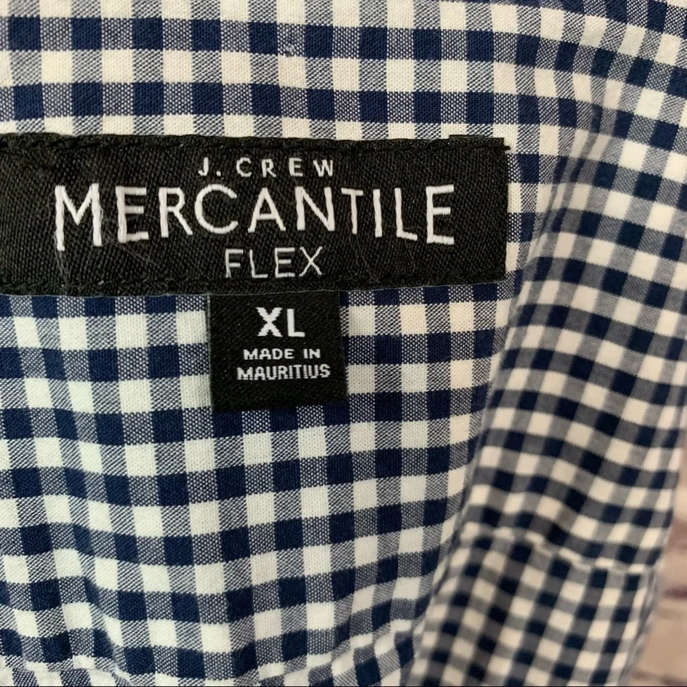 J. Crew Blue Check Button Front Long Sleeve Shirt